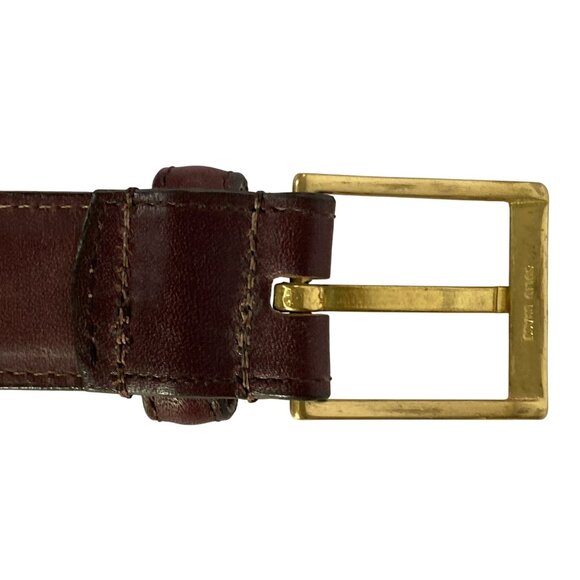 Dooney & Bourke Brown Glove Leather Belt Women's Size 34 Vintage Brass - Picture 5 of 7